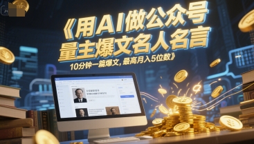 用AI做公众号流量主爆文名人名言，10分钟一篇爆文，最高月入5位数-搞钱利器
