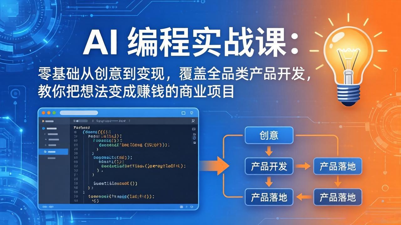 AI编程实战课-第三期-5月19更新：零基础从创意到变现，覆盖全品类产品开发，把想法变成赚钱项目-搞钱利器