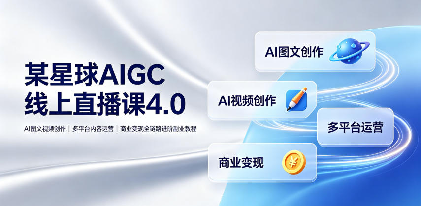 某星球AIGC线上直播课4.0｜AI图文视频创作、多平台内容运营、商业变现全链路进阶副业教程-搞钱利器