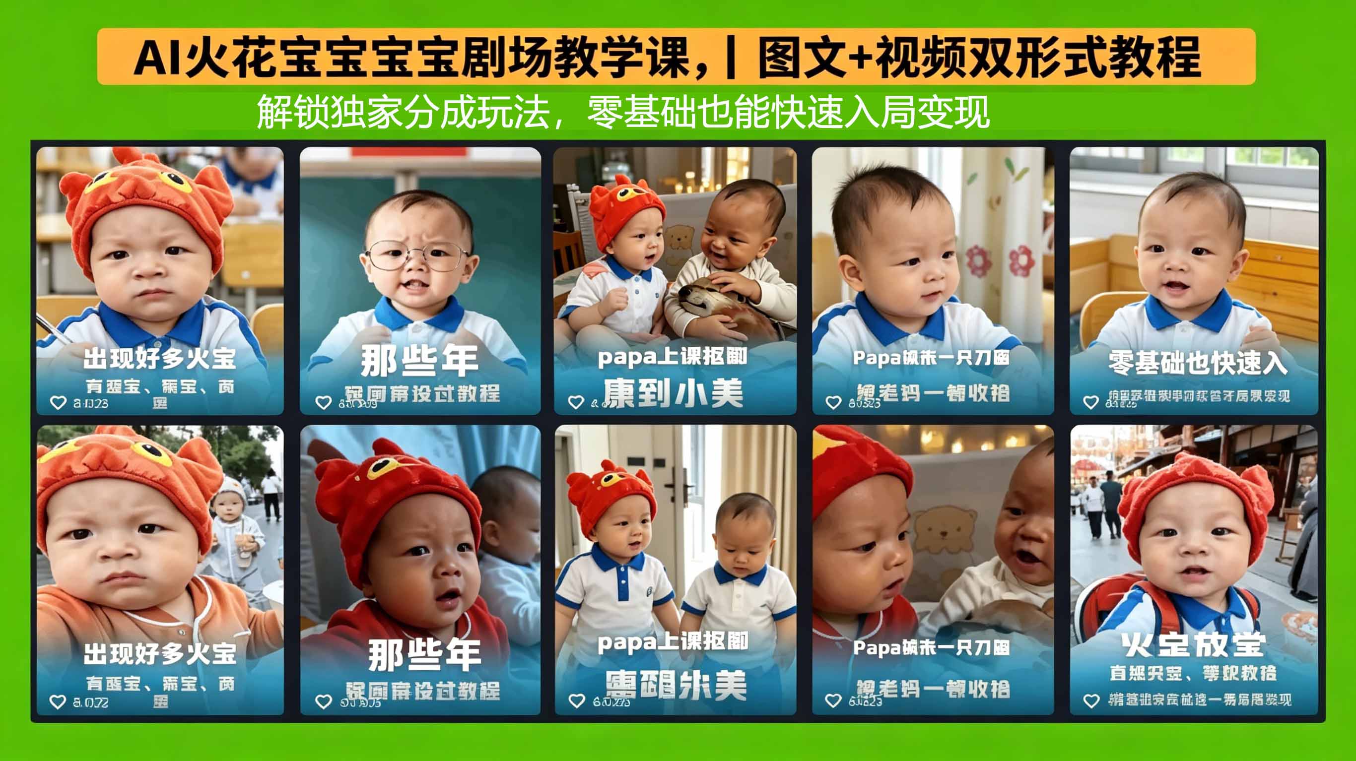 AI火花宝宝宝宝剧场教学课，图文+视频双形式教程，解锁独家分成玩法，零基础也能快速入局变现-搞钱利器