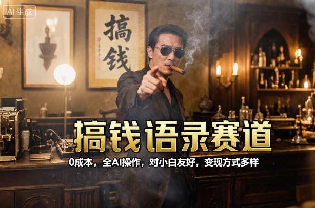 搞钱语录赛道，0成本，全AI操作，对小白友好，变现方式多样-搞钱利器