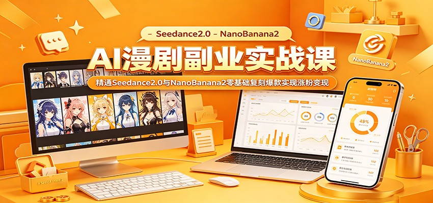AI漫剧副业实战课：精通Seedance2.0与NanoBanana2零基础复刻爆款实现涨粉变现-搞钱利器