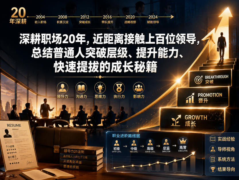 付费文章：深耕职场20年，近距离接触上百位领导，总结普通人突破层级、提升能力、快速提拔的成长秘籍(全网独家干货)-搞钱利器