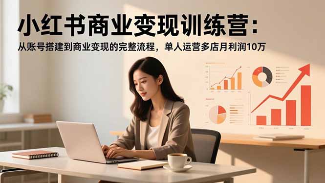 小红书商业变现训练营:从账号搭建到商业变现的完整流程,单人运营多店月利润10万-搞钱利器