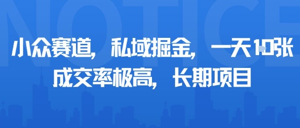 小众赛道，私域掘金，一天多张，成交率极高，长期项目-搞钱利器