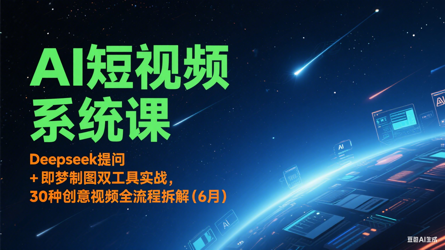 AI短视频系统课：Deepseek提问 + 即梦制图双工具实战，30种创意视频全流程拆解(6月)-搞钱利器