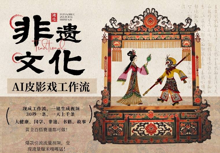AI一键生成民俗文化非遗皮影戏视频，一刀不剪无需剪辑，30S一条，一天上百条，流量财富嘎嘎猛-搞钱利器
