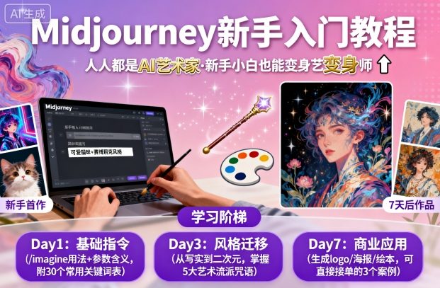midjourney新手入门教程：人人都是AI艺术家，新手小白也能变身艺术大师-搞钱利器
