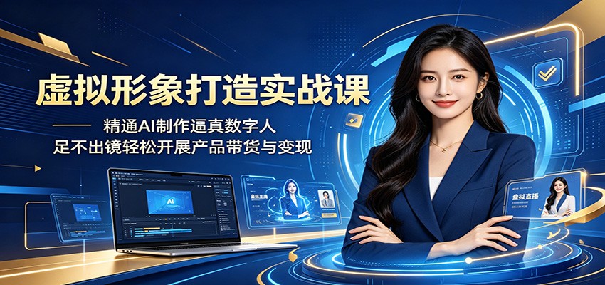 虚拟形象打造实战课：精通AI制作逼真数字人，足不出镜轻松开展产品带货与变现-搞钱利器