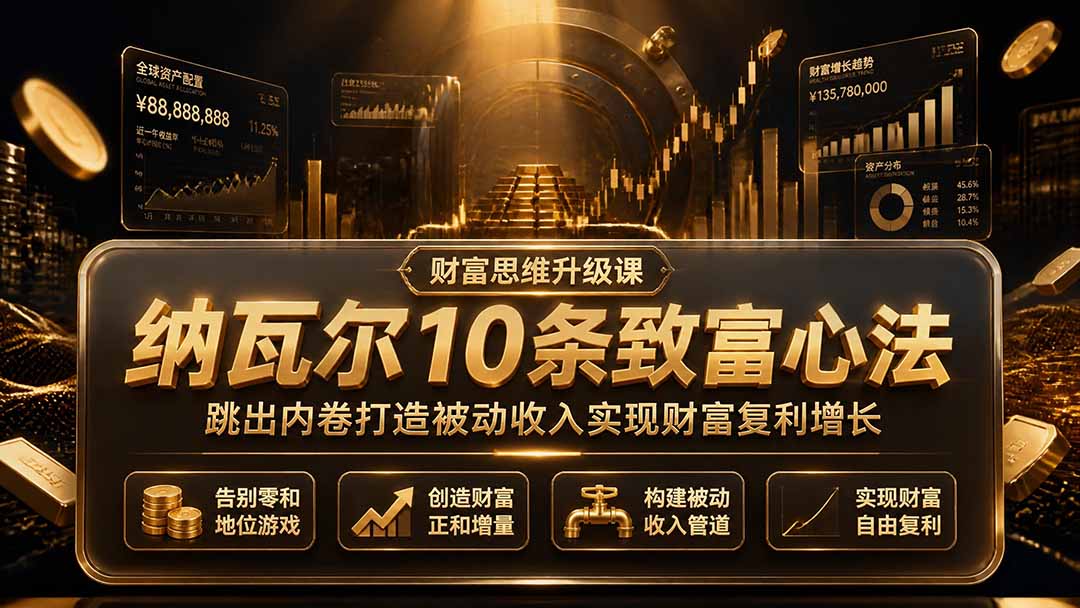 付费文章：纳瓦尔10条致富心法，跳出内卷打造被动收入实现财富复利增长-搞钱利器