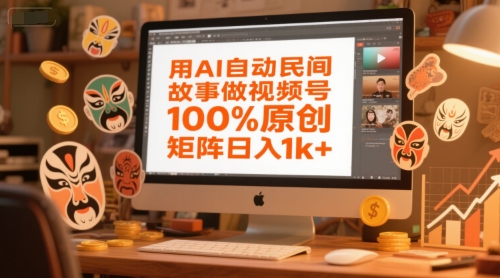 用AI自动民间故事做视频号，100%原创，矩阵日入1k+-搞钱利器