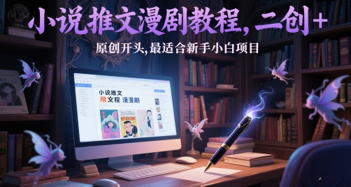 小说推文漫剧教程，二创+原创开头，最适合新手小白项目-搞钱利器