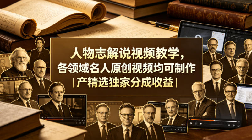 人物志解说视频教学，各领域名人原创视频均可制作丨精选独家分成收益(更新0430)-搞钱利器