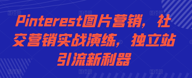 Pinterest图片营销，社交营销实战演练，独立站引流新利器-搞钱利器