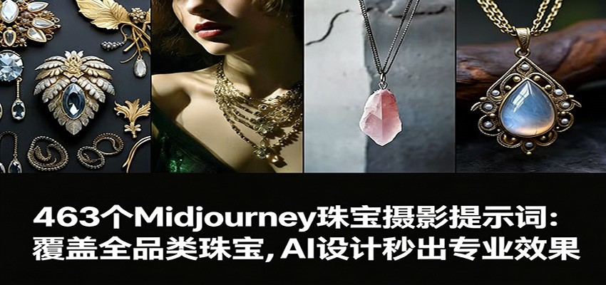 463个Midjourney珠宝摄影提示词:覆盖全品类珠宝,AI设计秒出专业效果-搞钱利器
