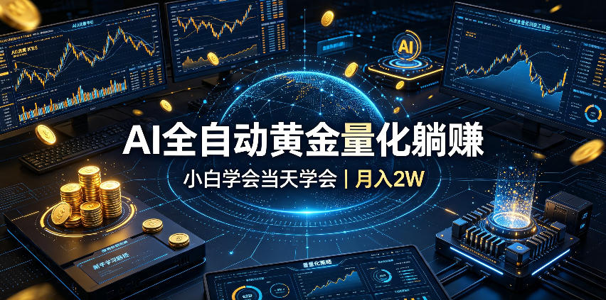 AI全自动黄金量化躺賺：小白学会当天学会，月入2W！【揭秘】-搞钱利器