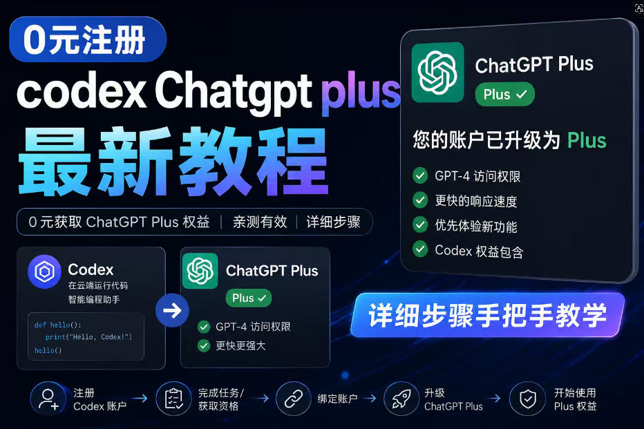 0元全自动注册codex gpt plus最新教程，0元获取GPT Plus权益，手把手详细教学-搞钱利器
