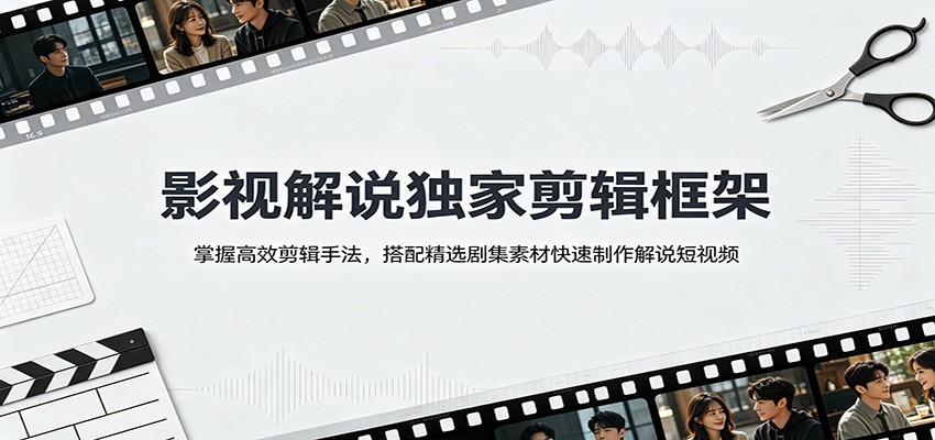 影视解说独家剪辑框架：掌握高效剪辑手法，搭配精选剧集素材快速制作解说短视频-搞钱利器
