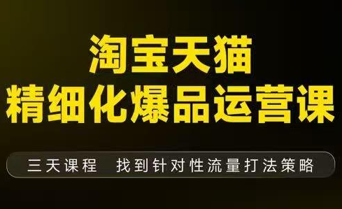 猫课子幽·淘宝天猫精细化爆品运营【音频+字幕+文档】(9月12-14杭州线下课)-搞钱利器