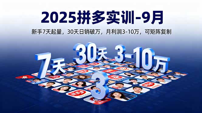 2025拼多多实训-9月：新手7天起量,30天日销破万,月利润3-10万,可矩阵复制-搞钱利器