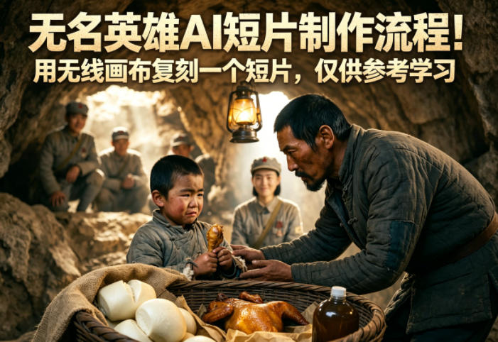 无名英雄AI短片制作流程！用无线画布复刻一个短片，仅供参考学习-搞钱利器