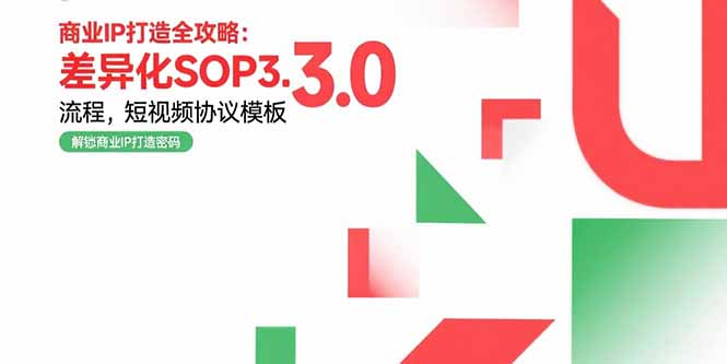 商业IP打造全攻略：差异化SOP3.0流程，短视频协议模板，婚恋项目实战案例-搞钱利器