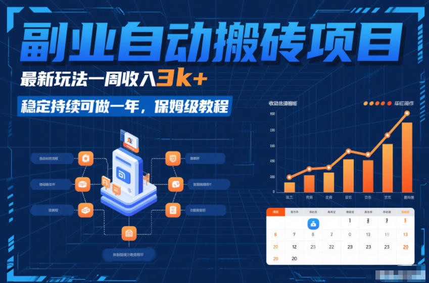 副业自动搬砖项目，最新玩法一周收入3k+，稳定持续可做一年，保姆级教程【揭秘】-搞钱利器