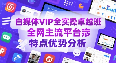 自媒体VIP全实操卓越班，全网主流平台特点优势分析-搞钱利器