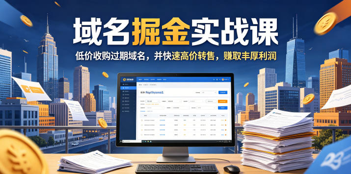 域名交易掘金实战课，低价收购过期域名，并快速高价转售，賺取丰厚利润【原创双语字幕】-搞钱利器