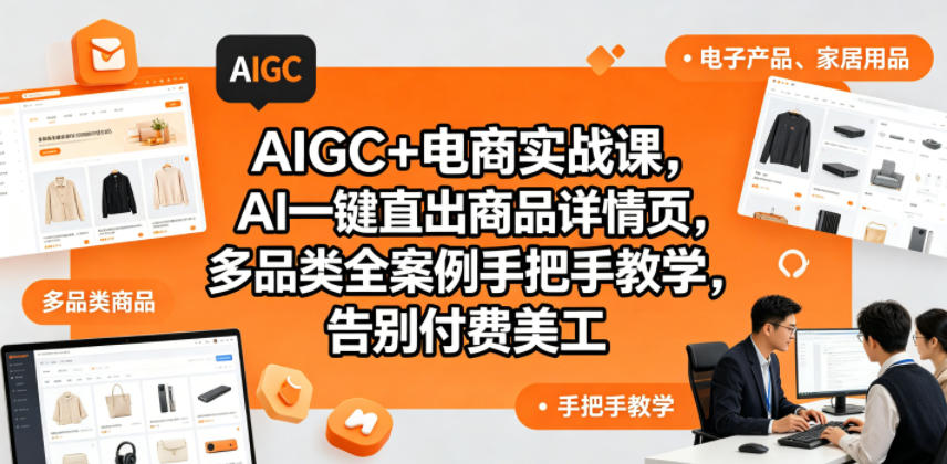 AIGC+电商实战课，AI一键直出商品详情页，多品类全案例手把手教学，告别付费美工(更新0820)-搞钱利器
