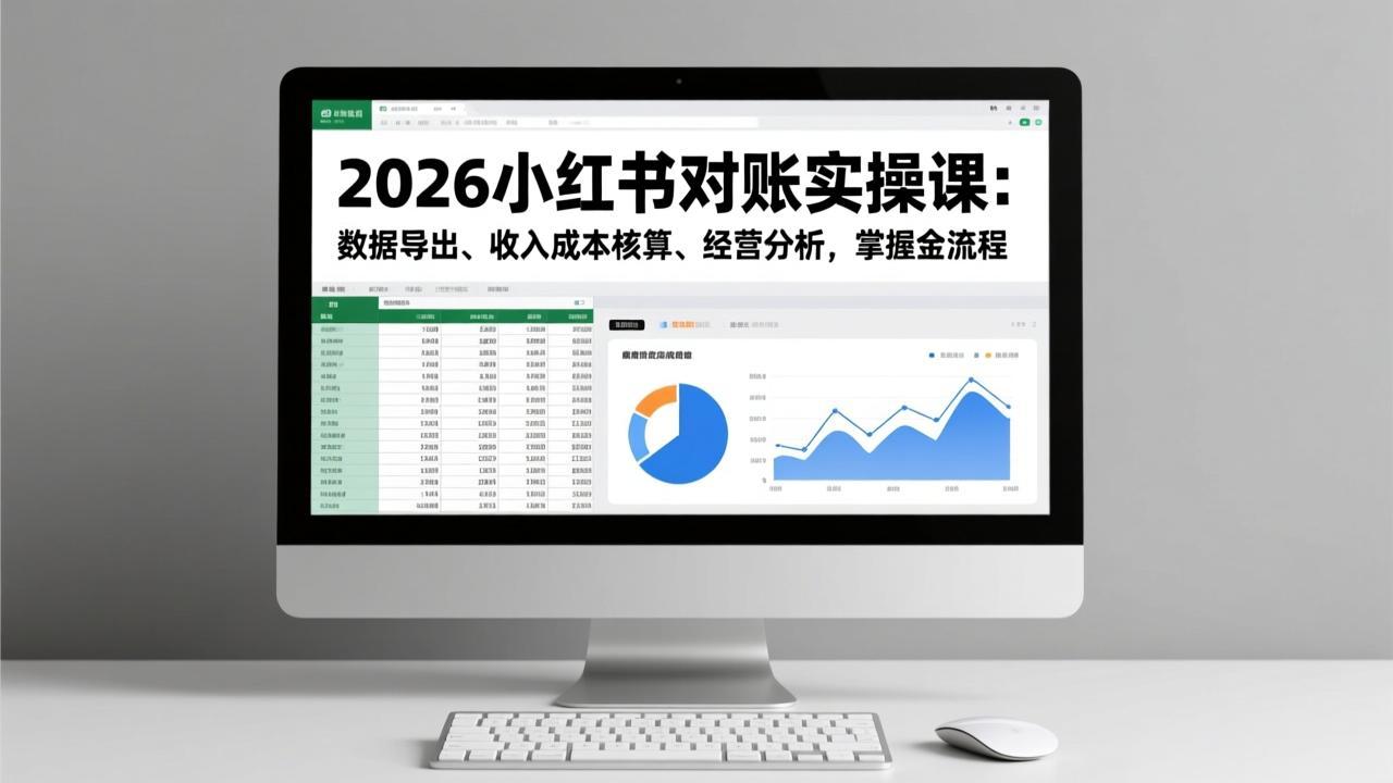 2026小红书对账实操课：数据导出、收入成本核算、经营分析，掌握全流程-搞钱利器
