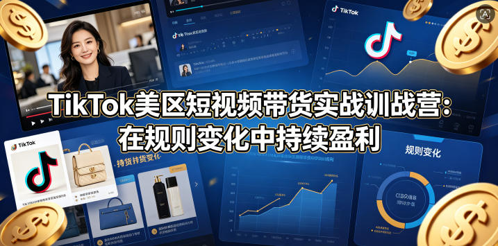 TikTok美区短视频带货实战训战营：在规则变化中持续盈利-搞钱利器