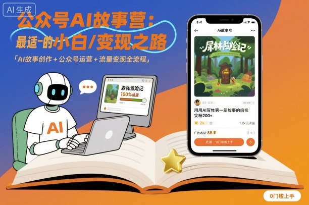 公众号ai故事营，最适合小白的自媒体变现之路-搞钱利器
