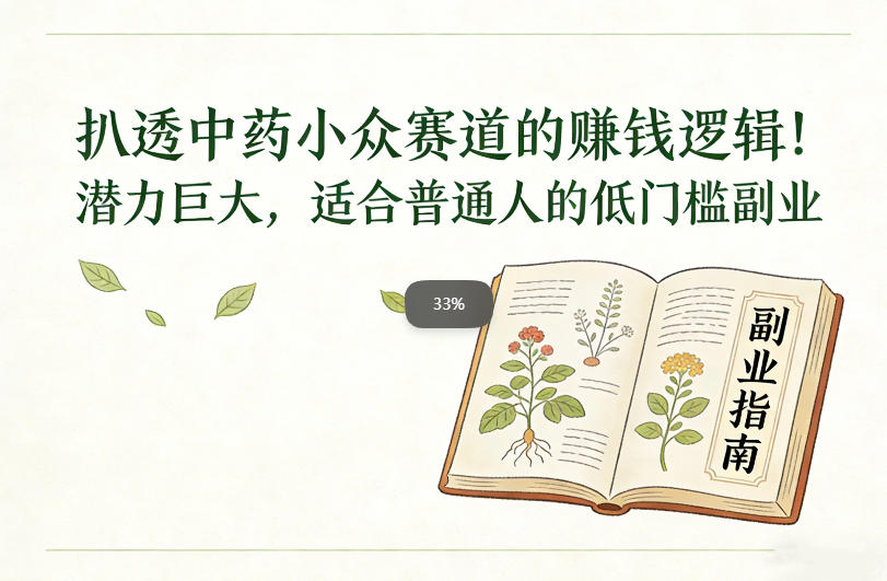 扒透中药小众赛道的賺米逻辑,潜力巨大,适合普通人的低门槛副业-搞钱利器