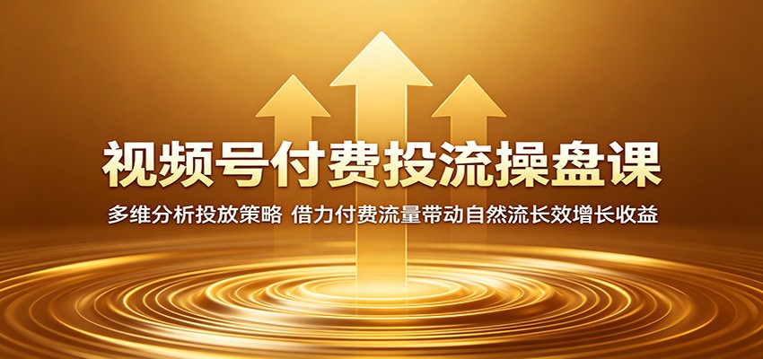 视频号付费投流操盘课：多维分析投放策略，借力付费流量带动自然流长效增长收益-搞钱利器