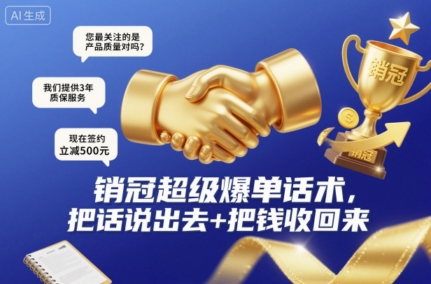销冠超级爆单话术,把话说出去+把钱收回来-搞钱利器