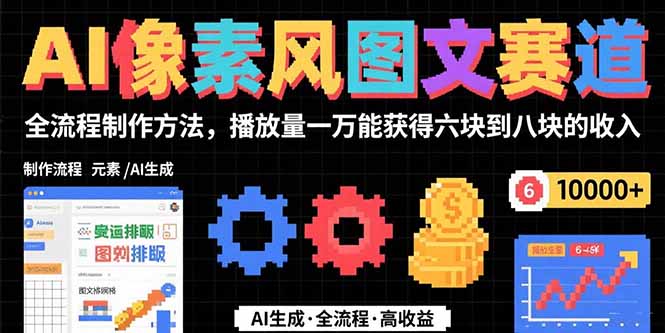 AI像素风图文赛道：全流程制作方法，播放量一万能获得6块到8块的收入-搞钱利器