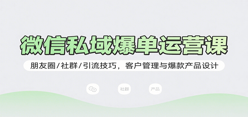 微信私域爆单运营课：朋友圈/社群/引流技巧，客户管理与爆款产品设计-搞钱利器