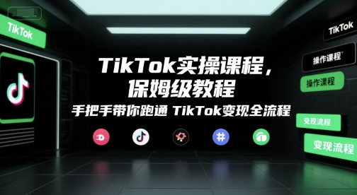 TikTok实操课程，保姆级教程，手把手带你跑通TikTok变现全流程-搞钱利器