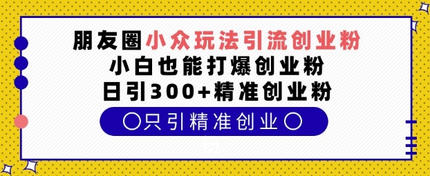 朋友圈小众玩法引流创业粉，小白也能打爆创业粉，日引300+精准创业粉【揭秘】-搞钱利器