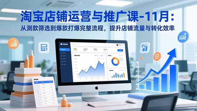淘宝店铺运营与推广课-11月：从测款筛选到爆款打爆完整流程，提升店铺流量与转化效率-搞钱利器