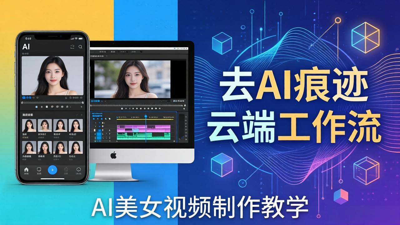 AI美女视频制作教学：去AI痕迹，云端工作流出图，手机电脑均可，不需要配置-搞钱利器