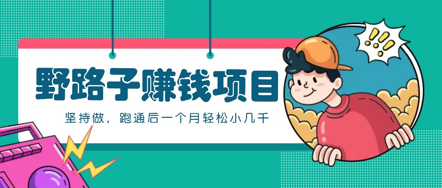 一个人就能操作的野路子赚钱项目，零成本零门槛坚持做，跑通后一个月小几千！-搞钱利器