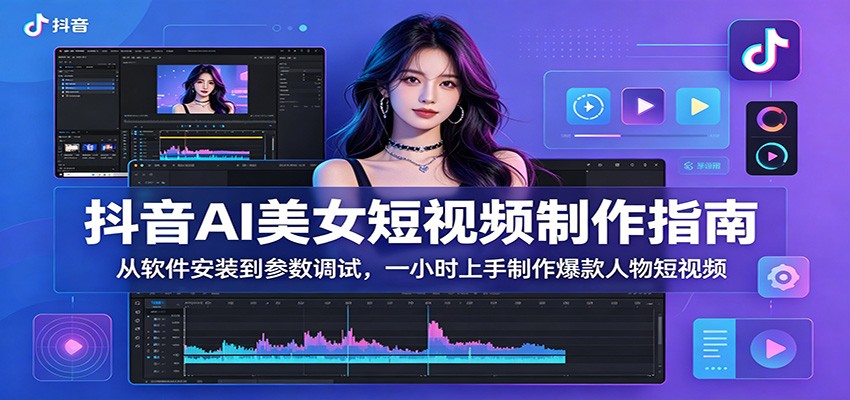 抖音AI美女短视频制作指南：从软件安装到参数调试，一小时上手制作爆款人物短视频-搞钱利器