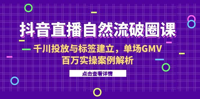 抖音直播自然流破圈课-6月，千川投放与标签建立，单场GMV百万实操案例解析-搞钱利器