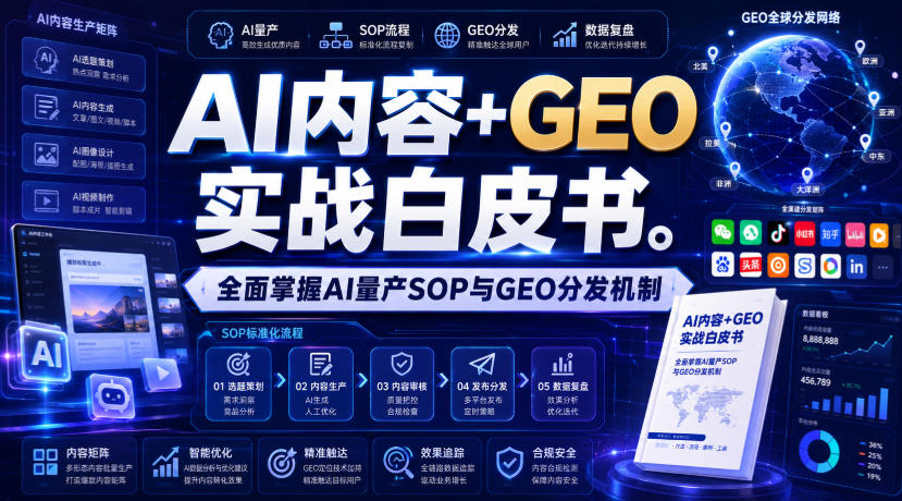 AI内容+GEO实战白皮书，全面掌握AI量产SOP与GEO分发机制【文档】-搞钱利器