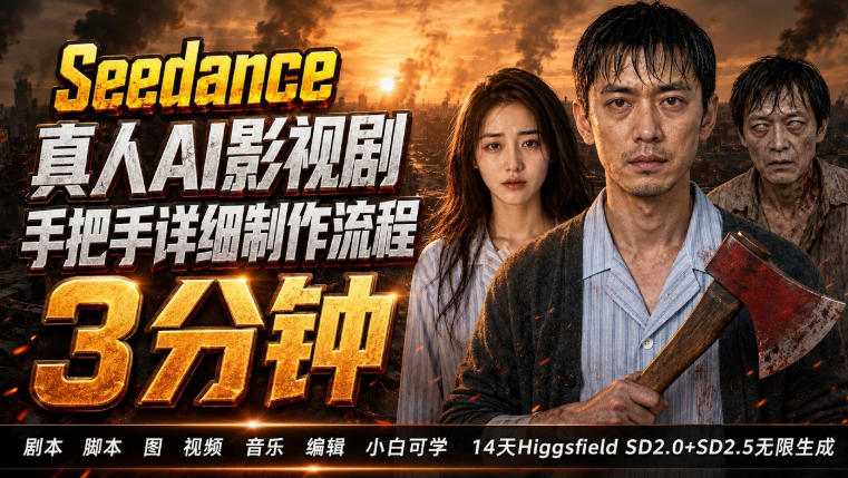 3分钟真人AI影视剧怎么做？SD 2.0手把手完整制作流程｜Higgsfield 14天SD 2.0/2.5无限生成-搞钱利器