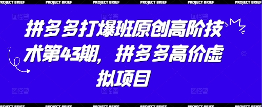 拼多多打爆班原创高阶技术第43期，拼多多高价虚拟项目-搞钱利器