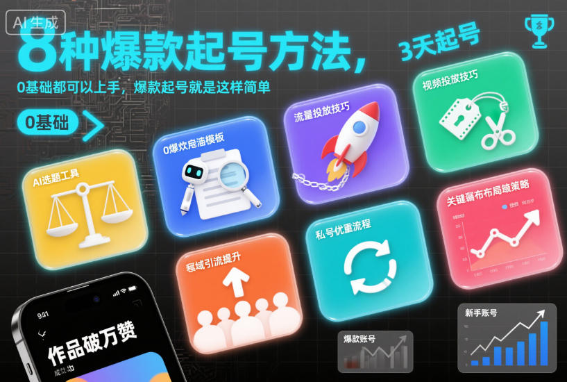 8种爆款起号方法，0基础都可以上手，爆款起号就是这样简单-搞钱利器