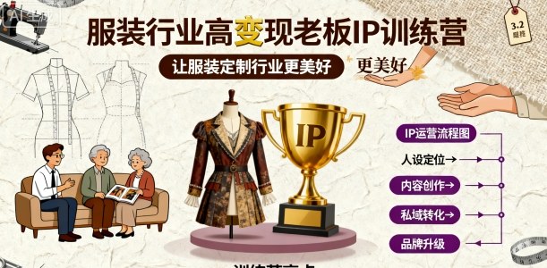 服装行业高变现老板IP训练营，让服装定制行业更美好-搞钱利器